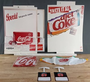 lot 154 image: Coke and Diet Coke Advertising Material with Inflatable Beach Ball and Football U