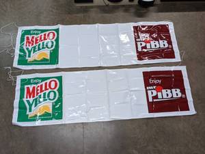 lot 130 image: (2) Mellow Yellow, Mr. Pibb Signage U