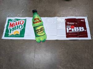 lot 128 image: Mellow Yellow, Mr. Pibb Signage and Mellow Yellow Advertisement Bottle U