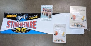 lot 161A image: Barqs Stink N Stare Advertisement Banner & Caribou Signs U