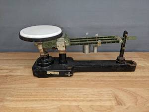 lot 62 image: Antique Chicago Apparatus Company Milvay Triple Beam Trip Scale Model 1872  U