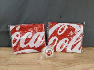 lot 191 image: Collection of 2 NEW Coca-Cola Collectible Inflatable Footballs and 1 NEW 1994 Baseball U