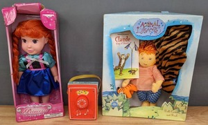 lot 169A image: Vintage Fisher Price Music Box Pocket Radio, Princess Anna Doll, & Animal Dreamers Doll Costume and Book W