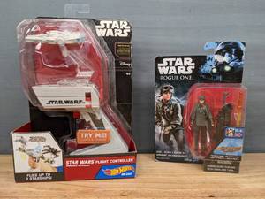 lot 141 image: New Star Wars Rogue One Figurine and Hot Wheels Star Wars Flight Controller   W