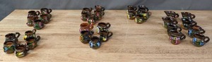 lot 207 image: Collection of Vintage Mexican Colorful Glazed Mini Clay PotsMugs K