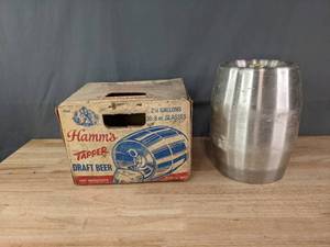 lot 26 image: Vintage Hamms Tapper Draft Beer Box and 2 14 Gallon Keg M