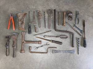 lot 267 image: Collection of Vintage Hand Tools Wrenches, Drills, Screw Drivers and More M