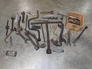 lot 224 image: A Variety of Vintage Tools Including Wrenches, Nails and More  M