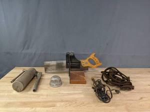 lot 258 image: Saw Miter Box, Alemite Grease Gun, Lenk Soldering Iron and More   M