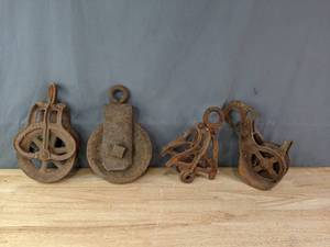lot 225 image: Vintage Rope Pulleys  M
