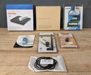 lot 48A image: NEW Multi Card ReaderWriter, USB 2.0 Wireless 802.IN, Dual Band USB Adapter, Crucial 8 GB Kit, Pop-Up Mobile External DVD-RW, Etc. R