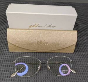 lot 361A image: NEW Nik03 Silver Plated 925 Gold and Silver Eyeglass Glasses with Display Lenses L