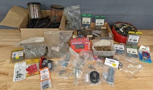 lot 388 image: Hardware  Screws, Nuts, Wire Nuts, Washers, Bolts, Wing Nuts, Nails, and More  R
