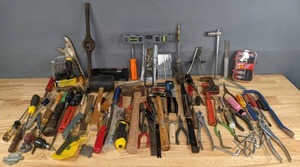 lot 390 image: Assortment of Tools Hammers, Wrenches, Screwdrivers, Pliers, Allen Wrenches, Prolevel, & More R