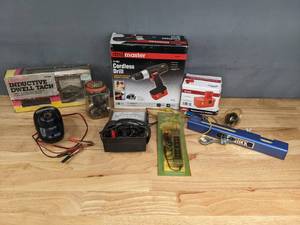 lot 339 image: Assortment of Vintage Tools and More Spark Plug Cleaner, Micronta Range Doubler and More R