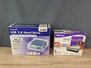 lot 333 image: New Memorex DVD Recorder and ACOM USB Hard Drive  R