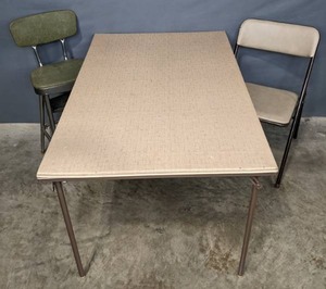 lot 383 image: Harmony Collection Rectangle Folding Table, 3 Step Stool Kitchen Chair and Folding Chair R
