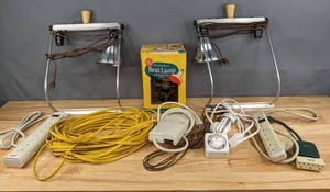 lot 367 image: Assortment of General Electric Heat Lamp, Surge Protectors, Power Strips, Intermatic Timer, Lamps and More R