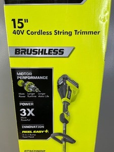 lot 20 image: Brand New Ryobi 40V Expand-It Cordless Battery Attachment Capable String Trimmer with 4.0 Ah Battery and Charger Y