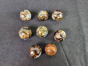 lot 36 image: (8) Vintage Clay Marbles - Sizes from 34 to 78