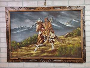 lot 3 image: Beautiful Vintage Original Ernesto Sanchez Velvet Painting - Approx. 28 x 40 Overall