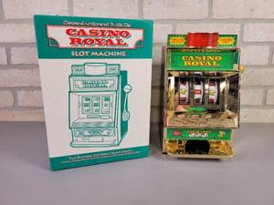 lot 61 image: CASINO ROYAL Slot Machine w Original Box - Tested and Works