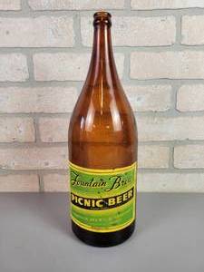 lot 66 image: Antique Fountain Brew 12 Gallon Picnic Beer Bottle - Fountain City, WI - Illinois Glass Company Duraglas Bottle