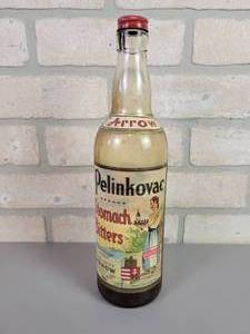 lot 65 image: Antique Prohibition Era ARROW Pelinkovac Stomach Bitters - 80 PROOF - Paper Label - 2532 Quart