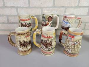 lot 75 image: (6) Budweiser Beer Steins