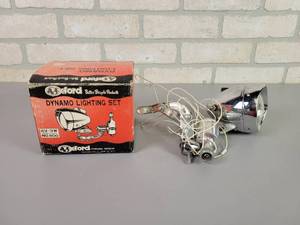 lot 79 image: Vintage OXFORD Dynamo Bicycle Lighting Set w Original Box