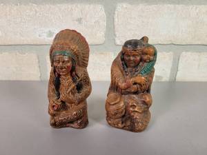 lot 97 image: 1947 Native American Yellowstone National Park Souvenir Salt & Pepper Shakers - Approx. 3 Tall Each