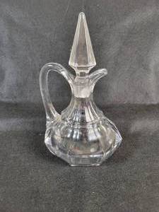 lot 109 image: Vintage Cut Clear Glass Cruet w Stopper - Approx. 6.5 Tall
