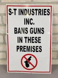 lot 128 image: Gun Ban Tin Sign - Approx. 12 x 18