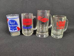 lot 131 image: Assorted Beer Mugs - Schmidt, Grain Belt, Miller and Pabst Blue Ribbon