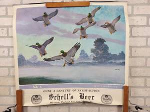 lot 151 image: 1969 Schells Beer Wall Calendar - New Ulm, MN - Approx. 29 x 27 - Features Misty Morning by Artist Richard 