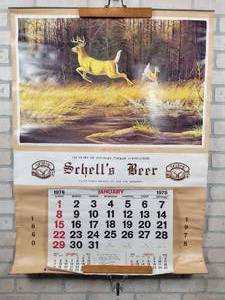 lot 153 image: 1978 Schells Beer Wall Calendar - New Ulm, MN - Approx. 31 x 42 - Features Scent of Danger by Artist Maynard Reece