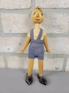 lot 167 image: Vintage Handmade Wood Pinocchio Doll - Made in Poland - Approx. 8 tall