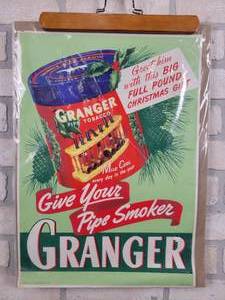 lot 182 image: Vintage Liggett & Meyers Tobacco Co. GRANGER Pipe Tobacco Christmas Advertising