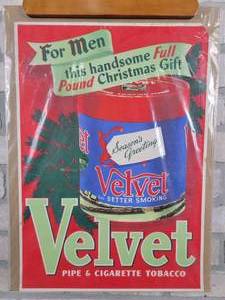 lot 183 image: Vintage Liggett & Meyers Tobacco Co. VELVET Pipe & Cigarette Tobacco Christmas Advertising