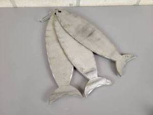 lot 214 image: (3) Aluminum Fish Cutouts - Approx 10 Long x 316 Thick Each - (1) is marked KERR