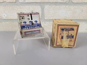 lot 223 image: Vintage J. Chein Tin Litho Dime Register Bank with Original Box