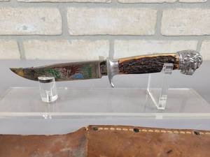 lot 236 image: Vintage BOHLIN SOLINGEN Fixed Blade Knife with Sheath - Blade is Approx. 4.5 Long - Made in Germany