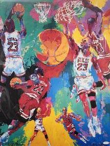 lot 2 image: LK Authentic Michael Jordan Lithograph by the Late Leroy Newman with COA