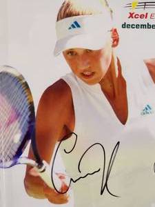 lot 43 image: Framed Autographed Photo by Tennis Greats Monica Seles and Anna Kournikova