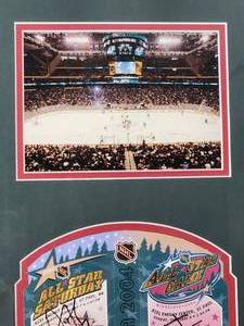 lot 113 image: Awesome 2004 Authentic All Star Hockey Game Tickets Autographed by (2) Minnesota Wild Players Filip Kuba & Dwayne Roloson No COA