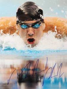 lot 22 image: Nicely Framed Greatest Olympic Swimmer Michael Phelps Autographed Photo No COA