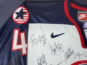 lot 10 image: 2002 Olympic Silver USA Hockey Team Autographed Jersey No COA