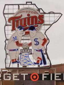 lot 66 image: Photo of the Neon Twins Sign at Minnesota Twins Target Field Signed by Professional Photographer Walt Barry