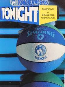 lot 119 image: Mounted Program Cover of the Minnesota Timberwolves First Game