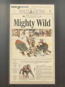 lot 138 image: Framed Autographed Sports Page with The Winning Goal By Andrew Brunette No COA